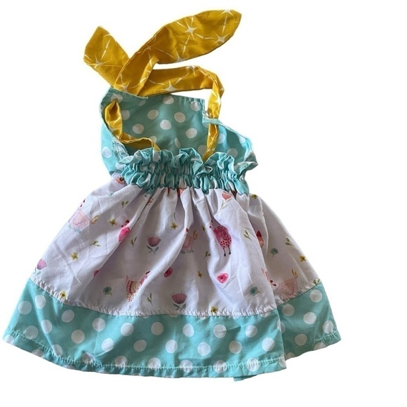 Boutique toddler outfit two piece set chicken pattern with baby bling bow size S - Picture 2 of 10